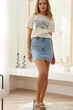 Shirts|Cropped>Wrangler Classic Recycled Cotton Tee Spiralling Ecru