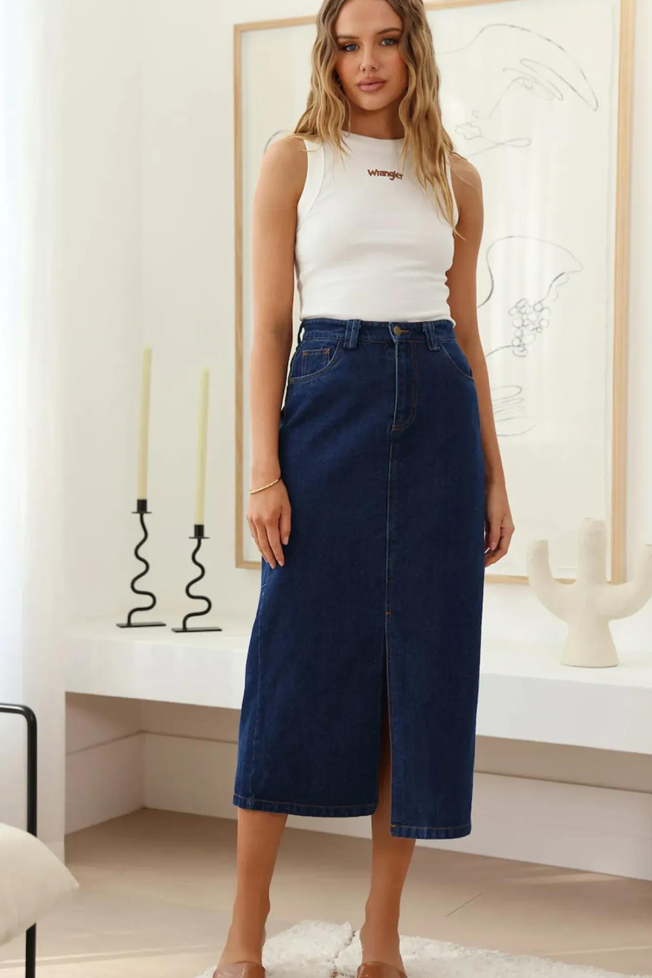 Shirts|Cropped>Wrangler Staple Rib Recycled Cotton Tank Vintage White