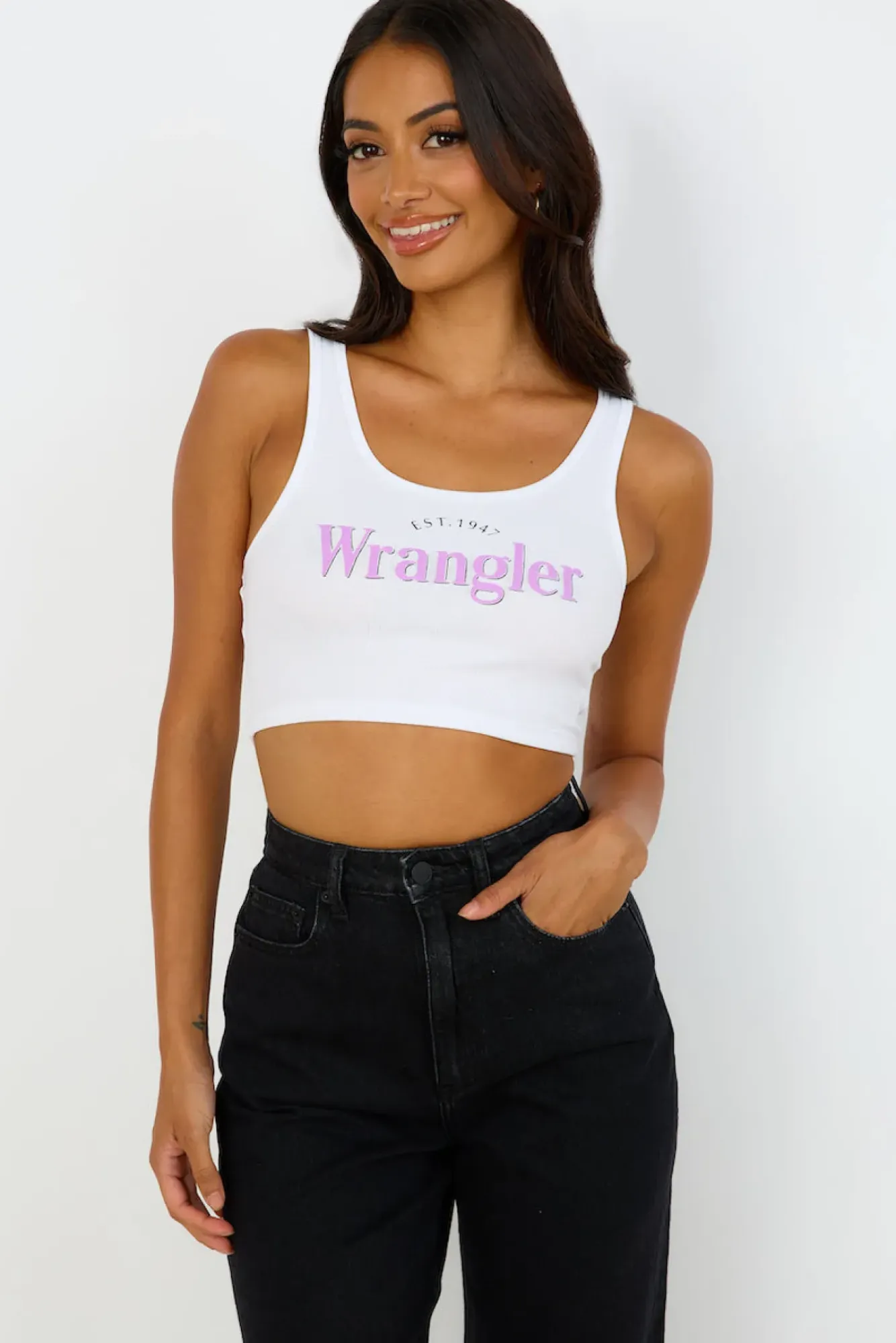 Tank Tops And Singlets|Cropped>Wrangler The Reaction Tank White Lilac