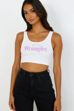 Tank Tops And Singlets|Cropped>Wrangler The Reaction Tank White Lilac