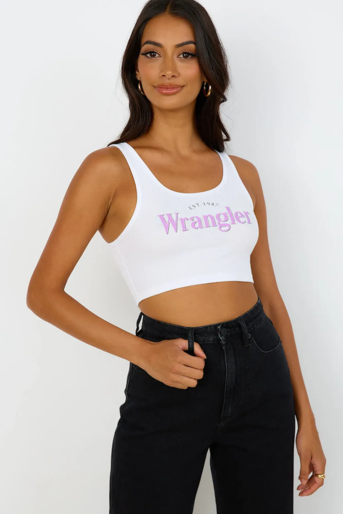 Tank Tops And Singlets|Cropped>Wrangler The Reaction Tank White Lilac