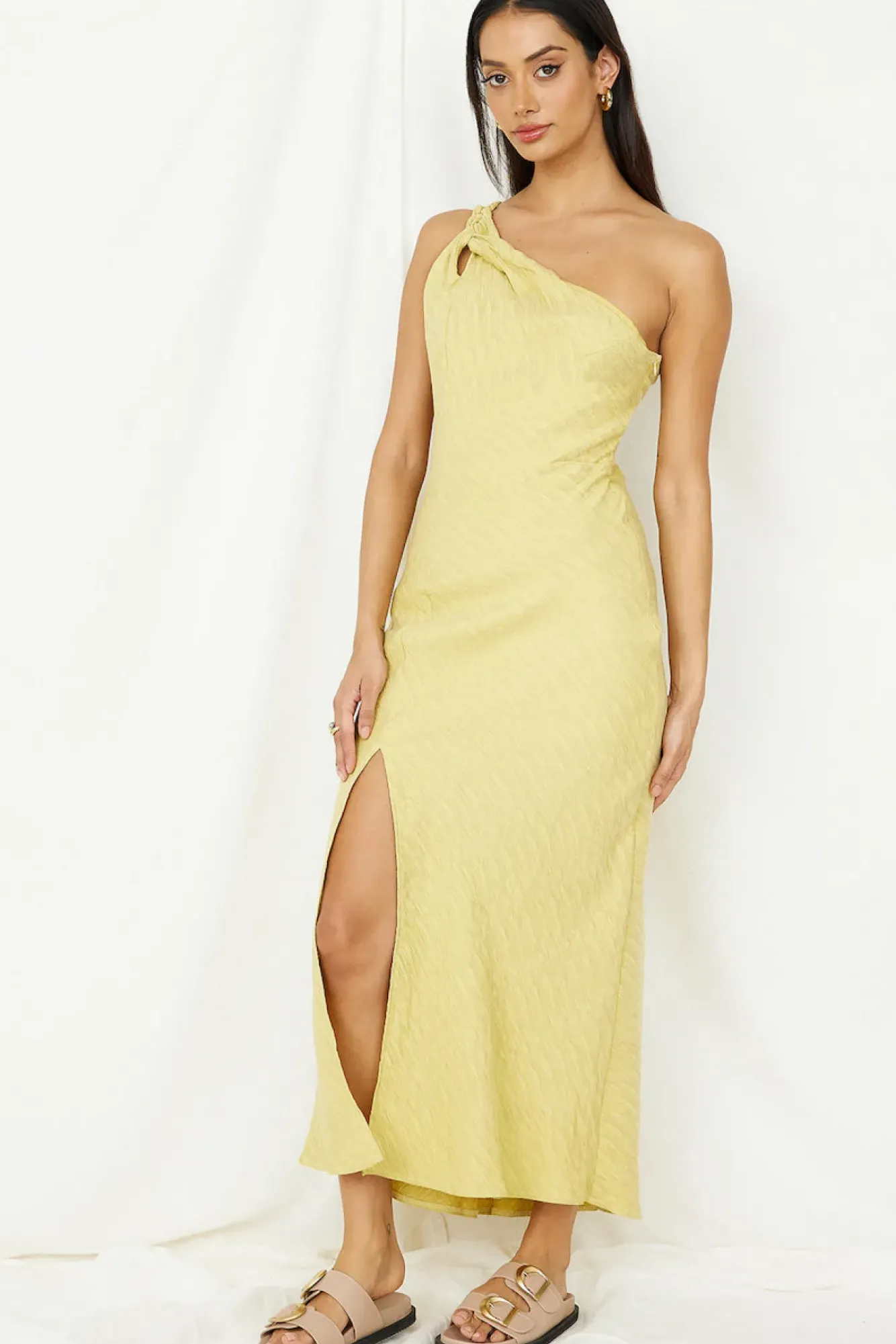 Wedding Guest Dresses|Cocktail Dresses>Hello Molly Wrinkle In Time Maxi Dress Yellow