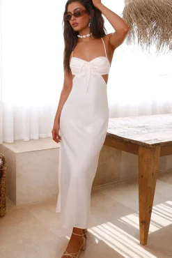 Wedding Guest Dresses|Formal Dresses>Hello Molly Writing In The Sky Satin Maxi Dress Cream