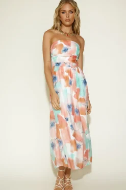 Strapless Dresses|Maxi Dresses>Hello Molly Writing Our Future Maxi Dress Orange