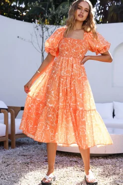 Spring Break Dresses|Bump Friendly>Hello Molly Written In The Sky Maxi Dress Orange