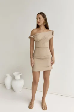 Vacation Dresses|Spring Break Dresses>Hello Molly Xanthe Kisses Mini Dress Beige