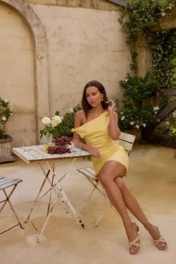 Cocktail Dresses|Vacation Dresses>Hello Molly Xanthe Kisses Mini Dress Yellow