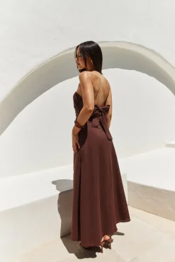 Wedding Guest Dresses|Cocktail Dresses>Hello Molly Yasmin Strapless Maxi Dress Brown