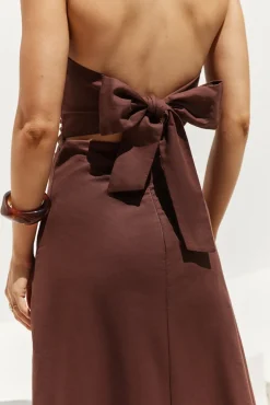 Wedding Guest Dresses|Cocktail Dresses>Hello Molly Yasmin Strapless Maxi Dress Brown