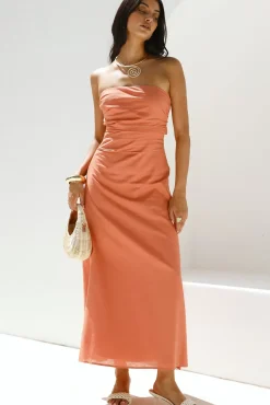 Wedding Guest Dresses|Cocktail Dresses>Hello Molly Yasmin Strapless Maxi Dress Coral