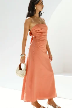 Wedding Guest Dresses|Cocktail Dresses>Hello Molly Yasmin Strapless Maxi Dress Coral