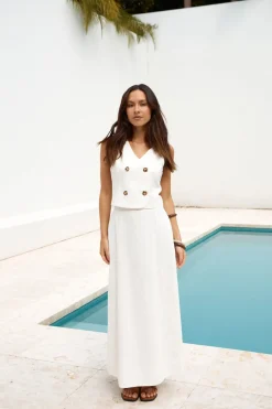 Fashion Tops And Vests|Cropped>Hello Molly Yolanda Vest Top White