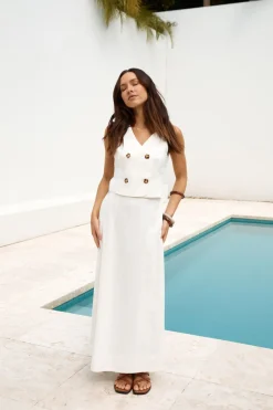 Fashion Tops And Vests|Cropped>Hello Molly Yolanda Vest Top White