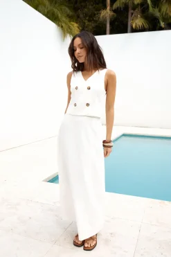 Fashion Tops And Vests|Cropped>Hello Molly Yolanda Vest Top White