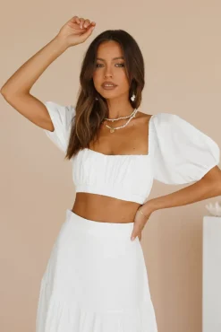 Cropped>Hello Molly Yours For The Day Crop Top White