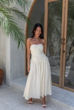 White Dresses|Maxi Dresses>ASTR Zori Maxi Dress Cream