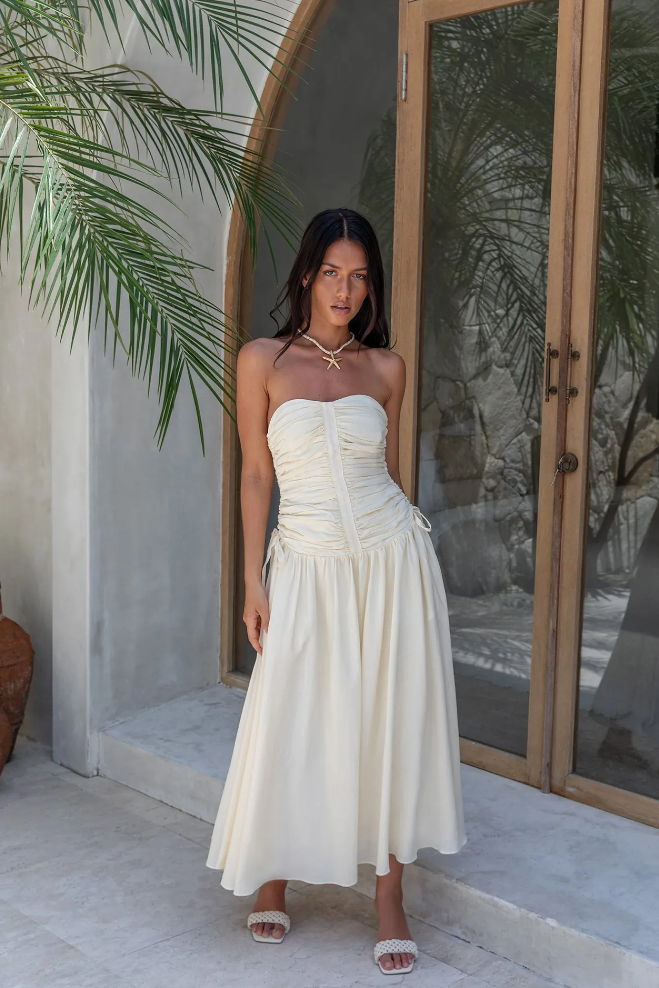 White Dresses|Maxi Dresses>ASTR Zori Maxi Dress Cream