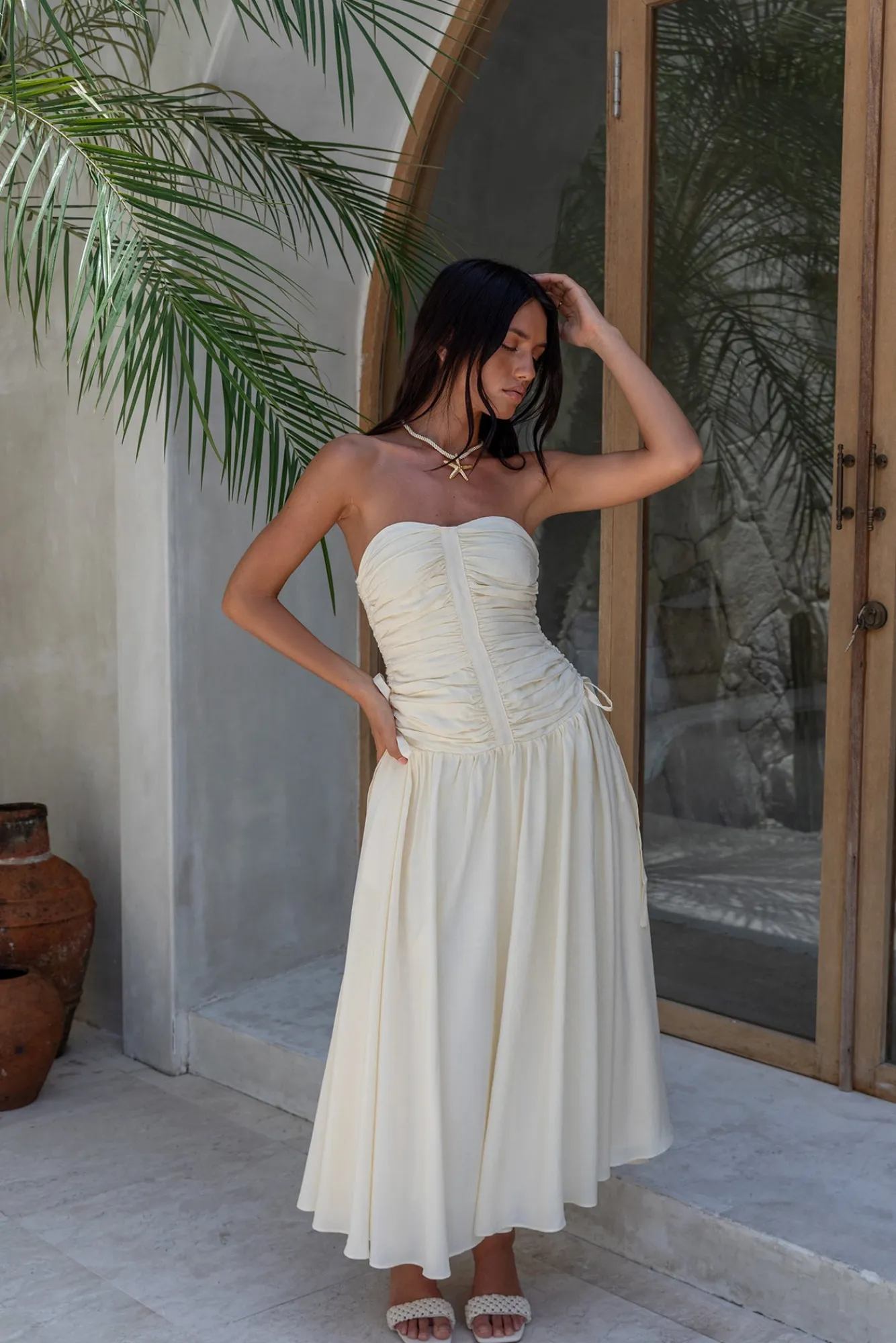 White Dresses|Maxi Dresses>ASTR Zori Maxi Dress Cream