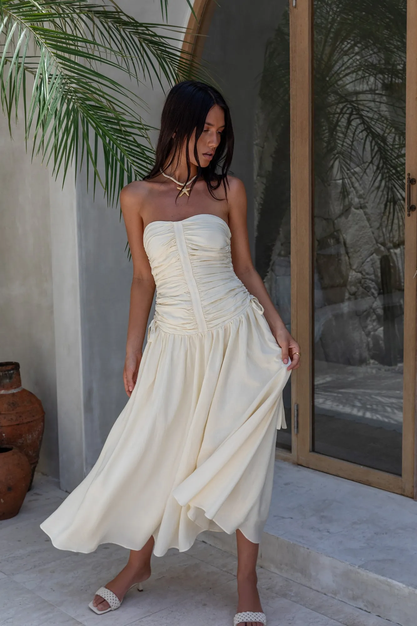 White Dresses|Maxi Dresses>ASTR Zori Maxi Dress Cream