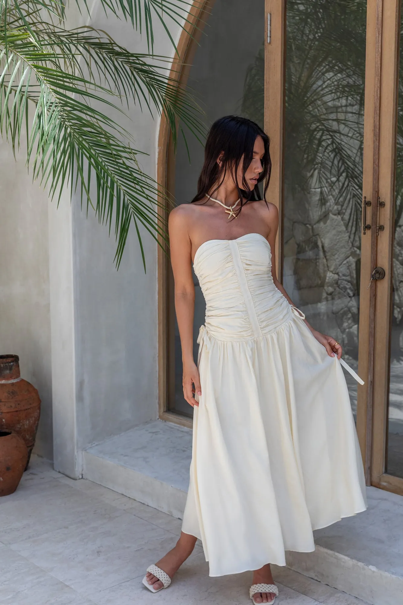 White Dresses|Maxi Dresses>ASTR Zori Maxi Dress Cream